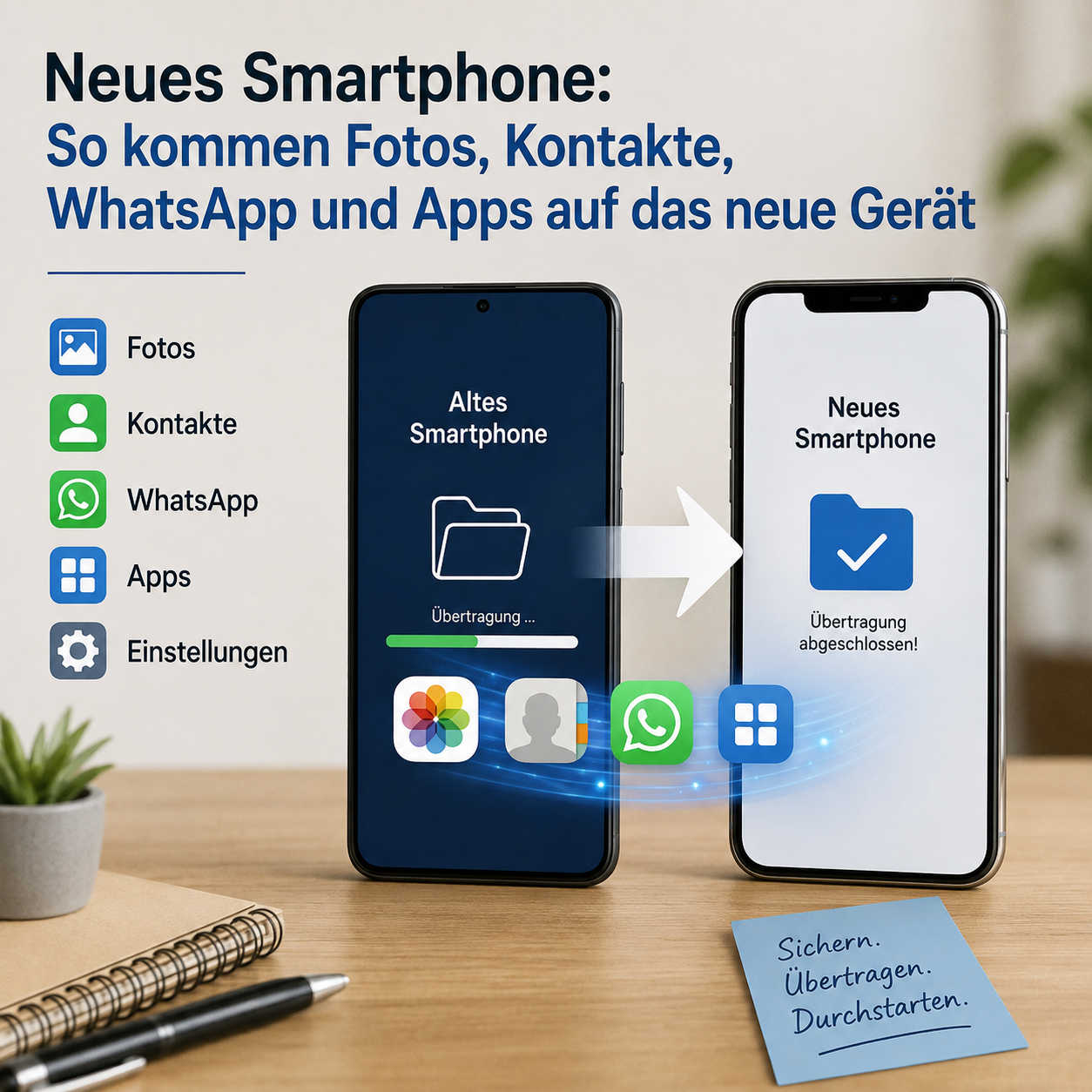 Neues Smartphone: So kommen Fotos, Kontakte, WhatsApp und Apps auf das neue Gerät